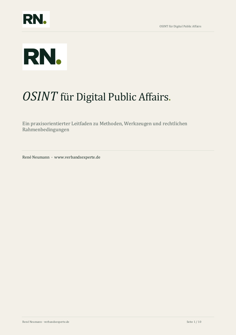 Titelblatt des Leitfadens OSINT für Digital Public Affairs